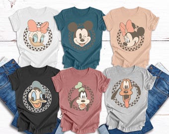 Retro Mickey and Friends Shirt, Retro Disney Trip Shirt, Checkered Mickey Shirt, Retro Mickey Shirt, Disney Family Vacation, Custom Disney