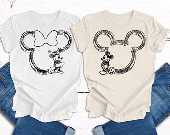 Mickey Sketch Shirt, Disney Family Shirt, Family Disneyworld Shirt, Minnie Women Shirt, Disneyworld Trip Shirt, Mickey Couple Shirt