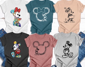 Mickey Sketch Shirt, Disney Family Shirt, Family Disneyworld Shirt, Minnie Women Shirt, Disneyworld Trip Shirt, Mickey Couple Shirt