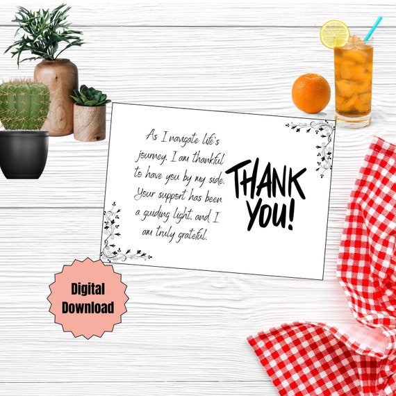Printable Thank You Card for Family, Friends Wife, Husband. - Etsy
