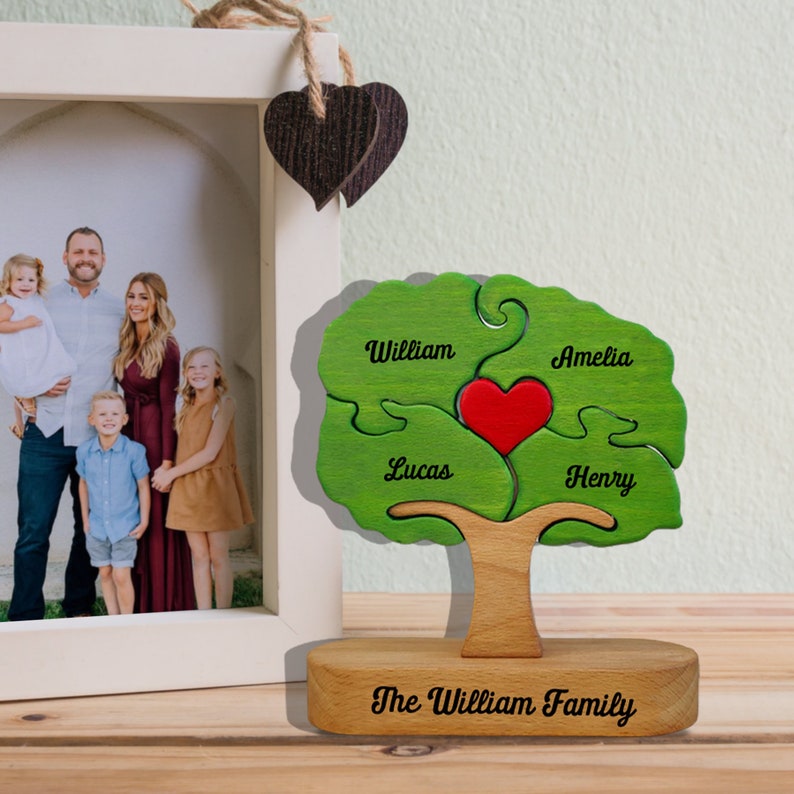 Custom Lion Family Puzzle, Wooden Lion Family Ornament, Wooden Animal Toys, Custom Family Keepsake Gifts, Gift for Mom, Baby Gift, Birthday zdjęcie 2