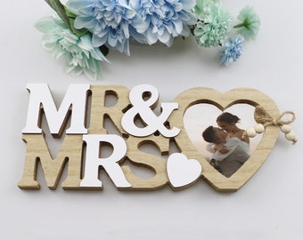 Personalised Wooden Photo Frame, Mr & Mrs Wedding Photo Frames, Anniversary Gift, Family Photo Frame, Keepsake Frame, Gift For Mom/Dad