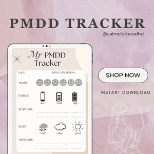 Peut inclure: Un tracker imprimable numérique pour suivre les symptômes du SPM. Le tracker comprend des sections pour la date, l'humeur, l'énergie, les symptômes, le sommeil et les pensées. Le tracker est conçu pour aider les personnes à gérer leurs symptômes de SPM.