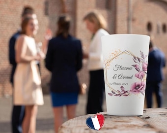 Personalized wedding cup | Reusable ecocup | Wedding favor | Name and date | Birthday/Bachelorette party