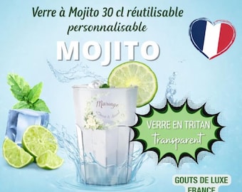 Reusable 40cl Mojito Glass | Customizable Ecocup for Weddings, Hen Parties, Stag Parties, Christenings, Baby Showers | Personalized Gift