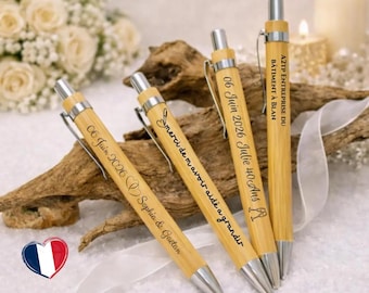 Personalized Engraved Bamboo Pen Gift – Customizable Wooden Pen, Wedding Guest Gift, Corporate Gift, Teacher Gift
