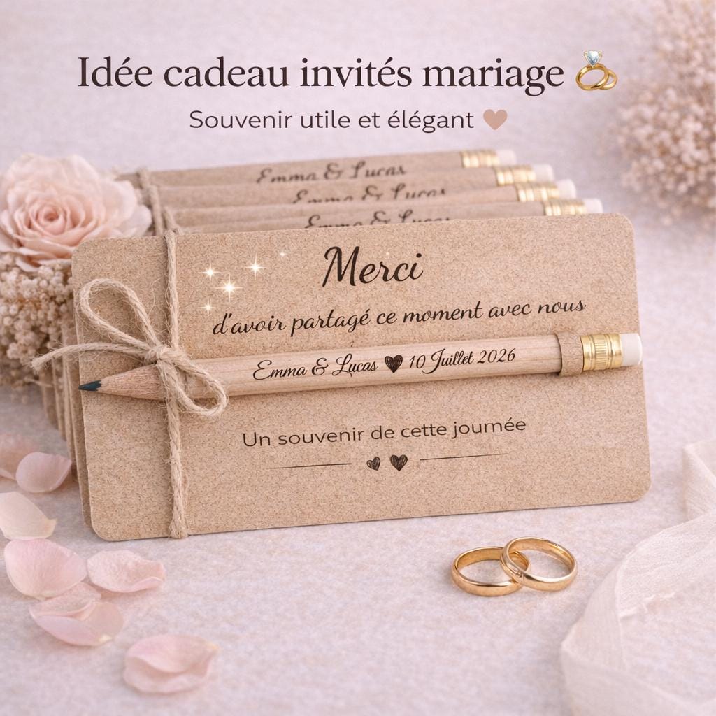 Mini crayons en bois gravés pour invités – Souvenirs personnalisés