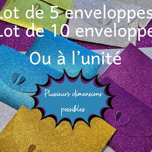 Enveloppes Pailletées 7x10 cm et 17x12 cm – Fermoir Cœur – Enveloppes pour Invitations Mariage ou Cadeaux Fête