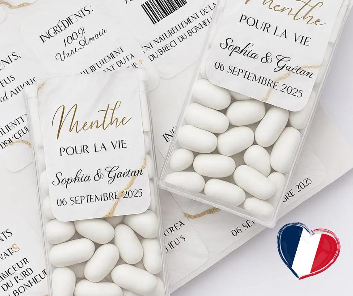 Stickers personnalisés pour boîtes Tic Tac 18 g – Étiquettes mariage