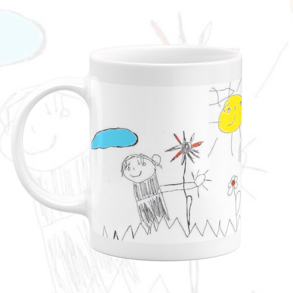 Mug personnalisé, Mug Dessin Enfant, Cadeaux Pour Enfants, Logo, Maternel, Primaire, Cadeaux Pour Papa