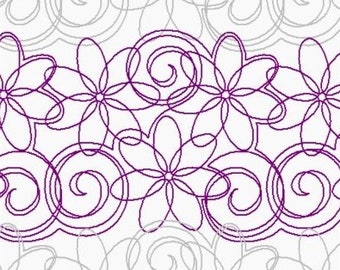 Longarm Machine Quilting Digital Pattern - E2E NM Wild Flowers Swirls - Edge to Edge pantograph