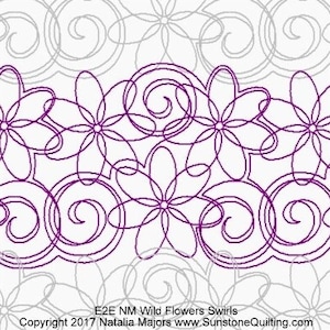 E2E NM Wild Flowers Swirls - Longarm Machine Quilting Digital Pattern - Edge to Edge pantograph