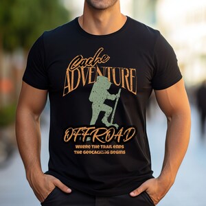 Geocaching T-shirt For Men Women, Outdoor Lover Tee, Hiking Camping Shirt, Gift for Geocacher, Geocaching Swag, Black Crewneck Caching shirt