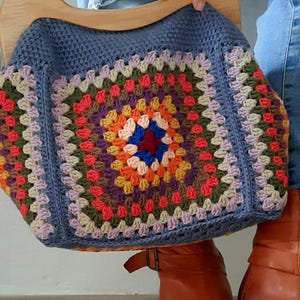 Blossom Flower Boho Clutch Bag, Crochet Crossbody Bag, Kiss Lock Crochet Evening Bag, Gift For Her,Handmade bag wooden clasp,Vintage Purse