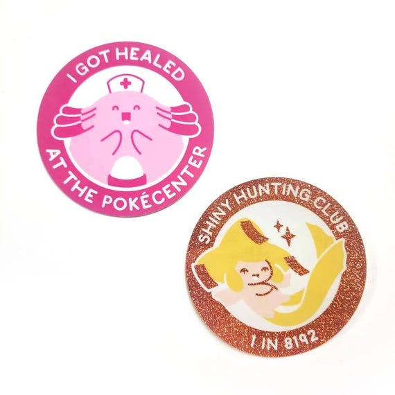 Shiny Hunting Club | Pokecenter Heal | Video Game Vinyl Stickers