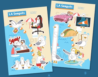 LA Seagulls Vinyl Sticker Sheets | 4x6 Inch