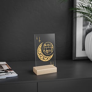 Stolas Grimoire Sigil Acryl-Schild mit Holzständer