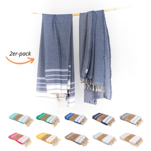 NOUR Premium Hamamtuch aus 100% Baumwolle, [2er Pack], large 100x200 -Saunatuch & Strandtuch– Extra light, saugstark, schnelltrocknend.