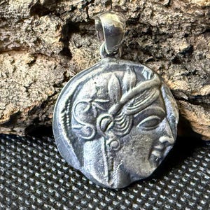 Vintage Style Athena Pendant Necklace, 925 Sterling Silver, 22mm, Men&#39;s & Women&#39;s Jewelry