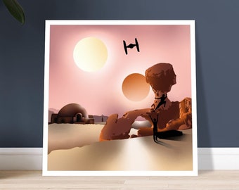 Star Wars Climbing on Tatooine Poster | Gift for Climber | Printed illustration