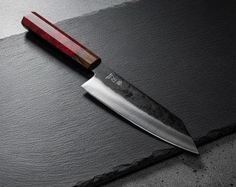 Bunka Chef Knife 7.3” | Ultra Sharp Blue Steel | Ebony Wood Handle