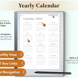 The reMarkable 2 Yearly Calendar page offers a holistic view of the entire year, enabling easy forward planning and date tracking, crucial for setting long-term goals on your reMarkable 2.