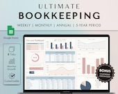 Ultimate Bookkeeping Spreadsheet Template Google Sheets Bookkeeping Tracker Income and Expense Sales Tax Accounting