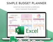 Excel Budget Planner Google Sheets Included: Monthly, Weekly, Bi-Weekly Budget Spreadsheet (Digital Download)