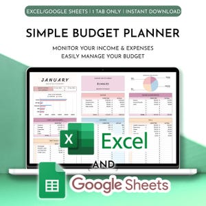 Planificateur budgétaire Excel, feuilles Google incluses : feuille de calcul budgétaire mensuelle, hebdomadaire, bihebdomadaire (téléchargement numérique)