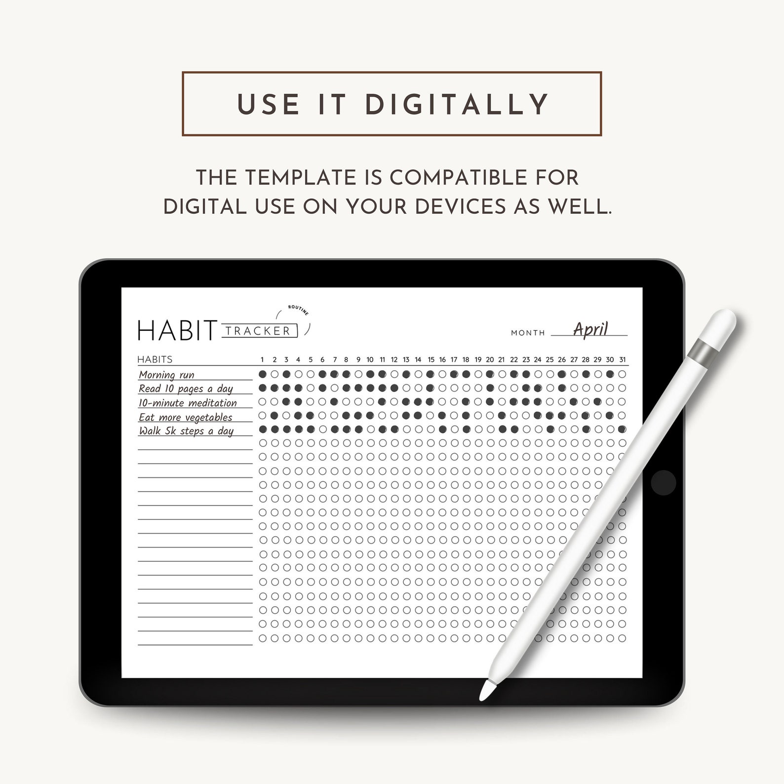 Monthly Habit Tracker Printable: A3 A4 Letter Sizes (digital Download ...
