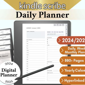 Kindle Scribe Daily Planner 2024-2025: Hyperlinked Digital Template (PDF)