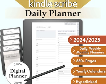 Planificador diario Kindle Scribe 2024-2025: Plantilla digital con hipervínculos (PDF)