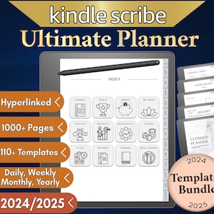 Kindle Scribe Planner Bundle 2024-2025: Hyperlinked Digital Notebook