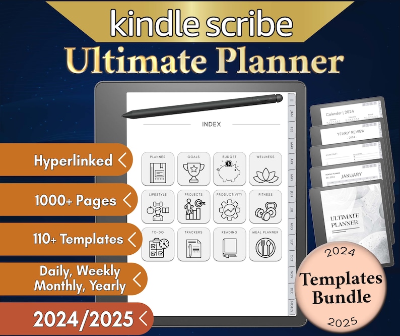 Kindle Scribe Planner Bundle 2024-2025: Hyperlinked Digital Notebook - Etsy