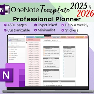 OneNote Planner 2025 2026 Professional One Note Template For Project Management And Work Planning