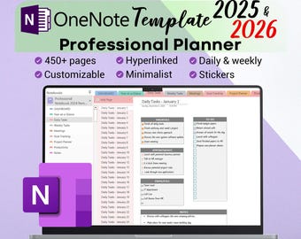 OneNote Planner 2025 2026 Professional One Note Template For Project Management And Work Planning