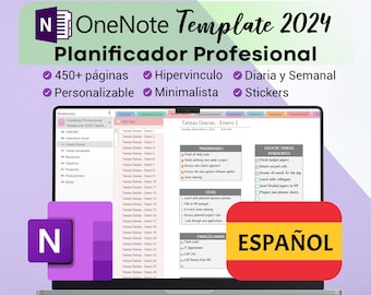 OneNote Planner 2024 Spanish Version OneNote Template Plantilla de OneNote Planificador En Espanol Agenda 2024 Profesional