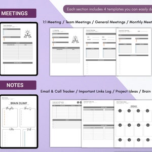 Stay organized during meetings with dedicated OneNote templates for structured note-taking. Includes layouts for 1:1 meetings, team discussions, and general notes, helping you capture important information clearly and efficiently. Keep everything in one place and easily revisit key points whenever you need them.