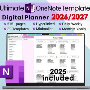 OneNote Template: 2025 2026 2027 Ultimate Digital Planner (Hyperlinked)
