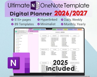 OneNote Template: 2025 2026 2027 Ultimate Digital Planner (Hyperlinked)