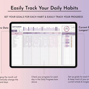 Easily monitor your daily habits with our intuitive tracker. Our daily habit planner allows you to track your routines and activities effortlessly, helping you stay organized and focused on your goals.