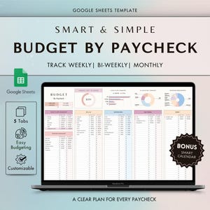 Budget By Paycheck Google Sheets Template: Weekly, Bi-Weekly, Monthly (Digital Download)