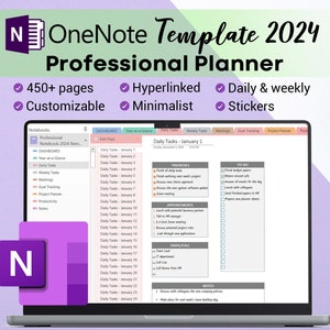 Modèle professionnel OneNote Planner 2024 pour la gestion de projet et la planification du travail image 1