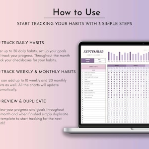 Learn how our habit tracker simplifies progress tracking. Our goal planner template is designed to streamline your daily routines and habits, helping you achieve success in your personal and professional life.