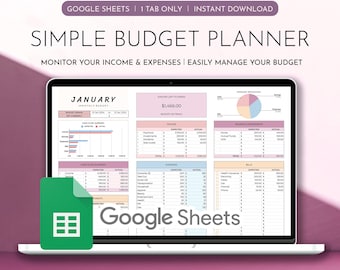 Google Sheets Budget Planner: Monthly, Weekly, Biweekly Template (Digital Download)
