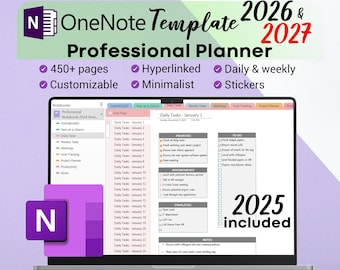 OneNote Planner 2025 2026 2027 Professional OneNote Template For Project Management And Work Planning
