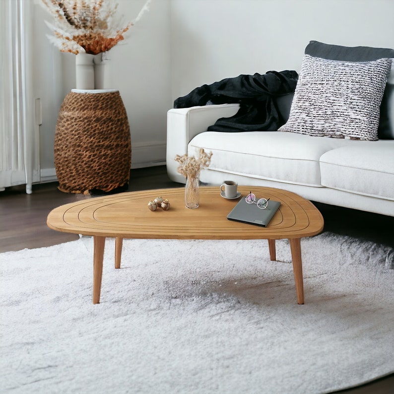 Modern Coffee Table, Unique Simple Oval Coffee Table, Wooden Coffee ...