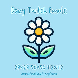 Emotka Twitch | Emotka słodkiego kwiatu stokrotki | Kawaii Emoji do strumieniowania | Ikona czatu kwiatowego | Pobieranie cyfrowe