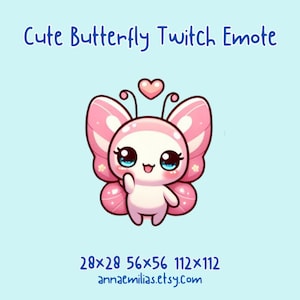蝶の Twitch 絵文字 | かわいい、最高に面白いストリーム絵文字デザイン | ストリーマー絵文字 | ユニークなチャットアイコン | Twitch、Discord、Youtube |
