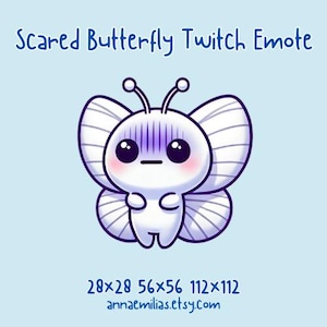 Motyl Twitch Emote | Słodkie przestraszone najlepsze emotikony Kawaii do przesyłania strumieniowego | Ikona przesyłania strumieniowego | Emoji czatu online